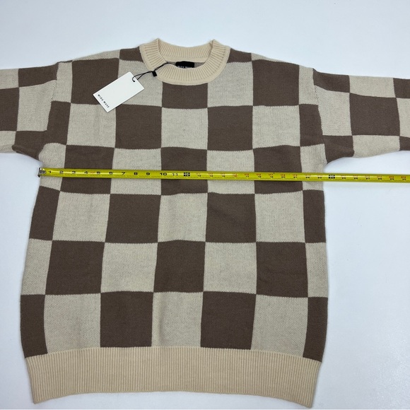 Miou Muse Brown and Cream Oversized Checkerboard Sweater NWT - Picture 8 of 9